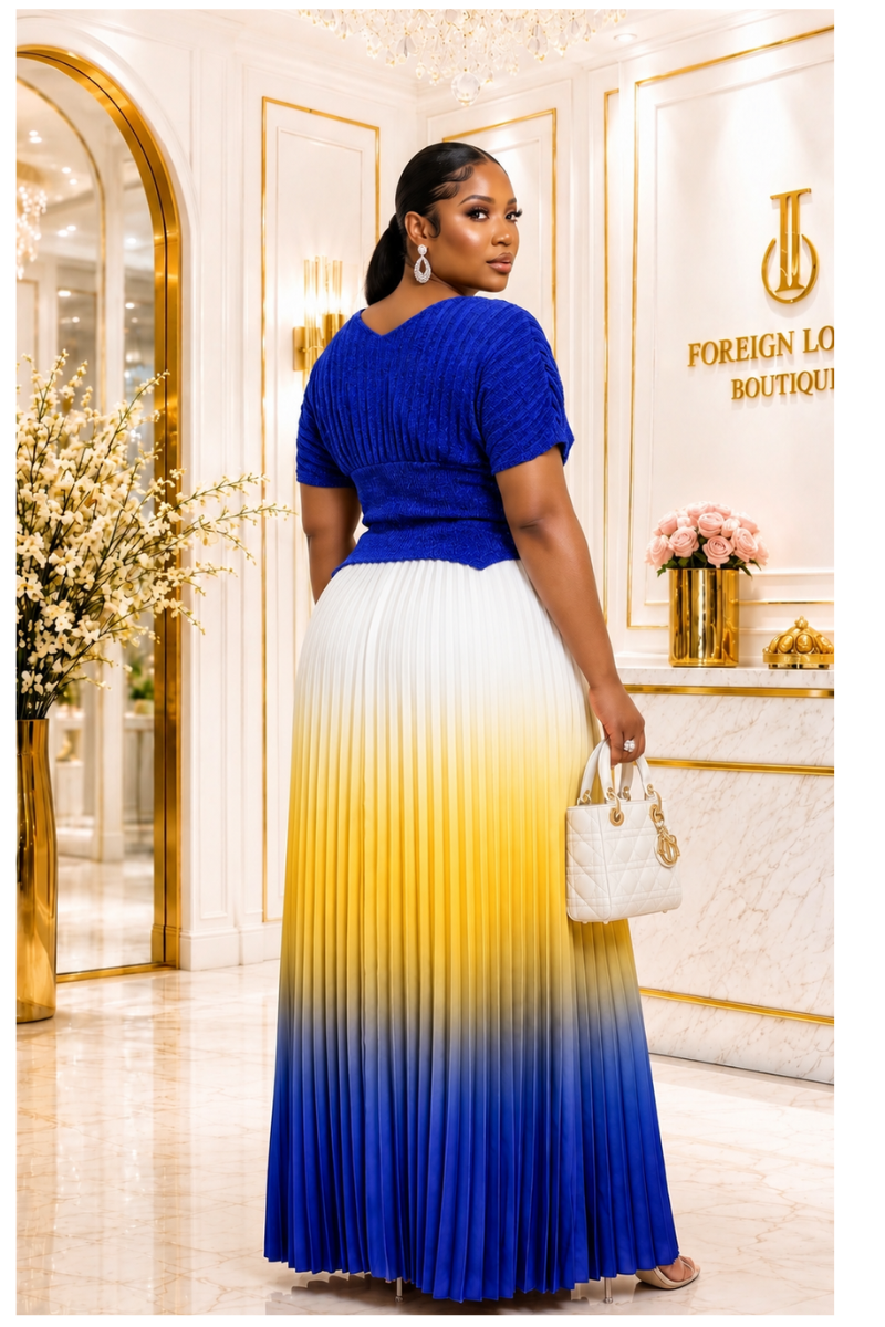 Kadie Luxe Miyake Pleated Skirt & Top Set