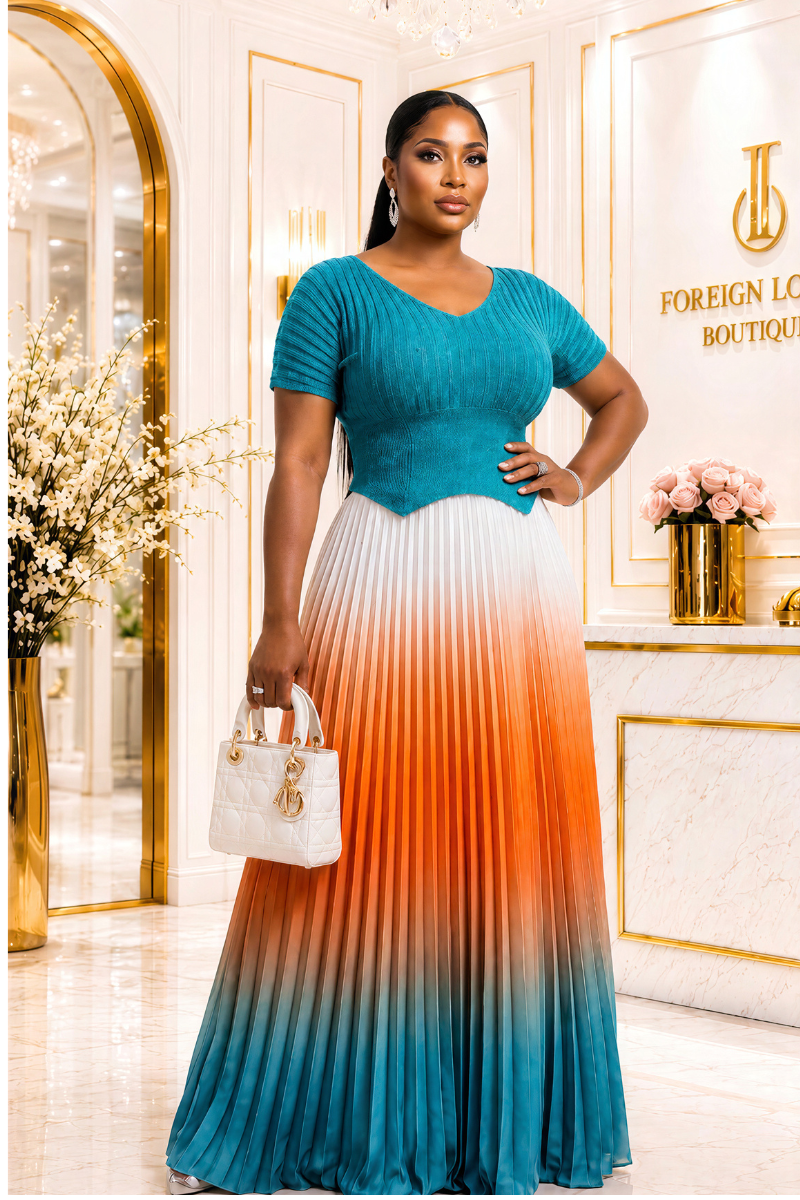 Kadie Luxe Miyake Pleated Skirt & Top Set