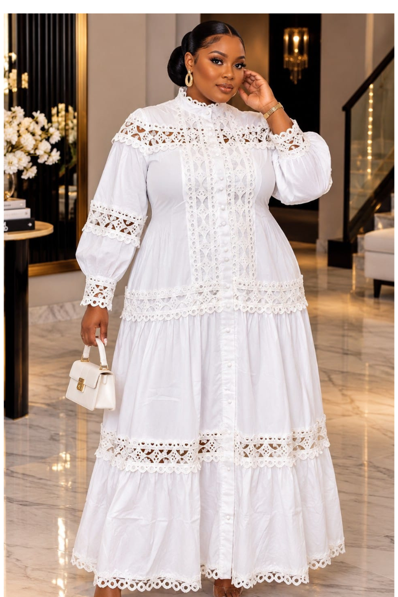 Lilly White Lace Luxe Maxi Dress