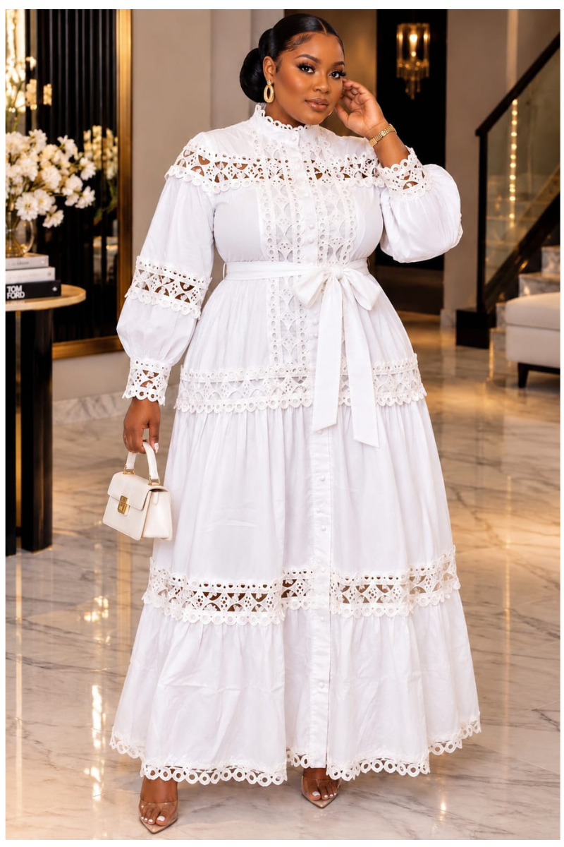 Lilly White Lace Luxe Maxi Dress