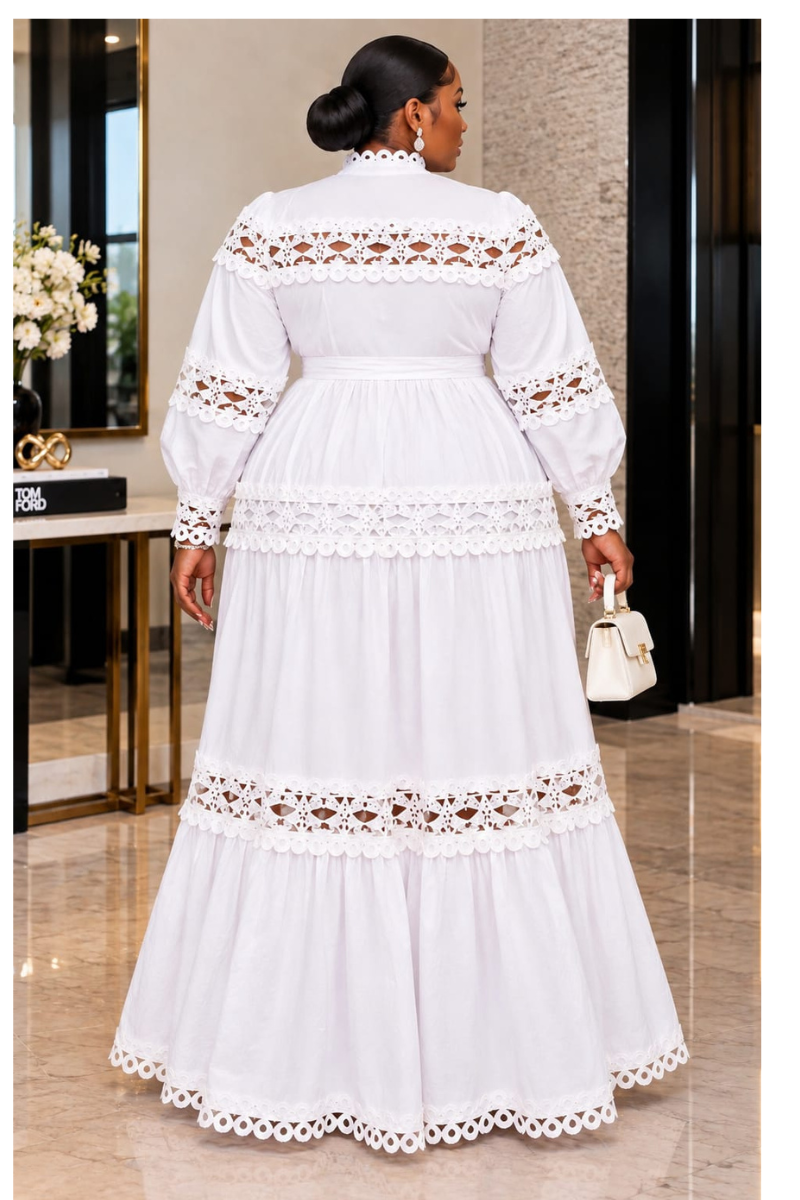 Lilly White Lace Luxe Maxi Dress