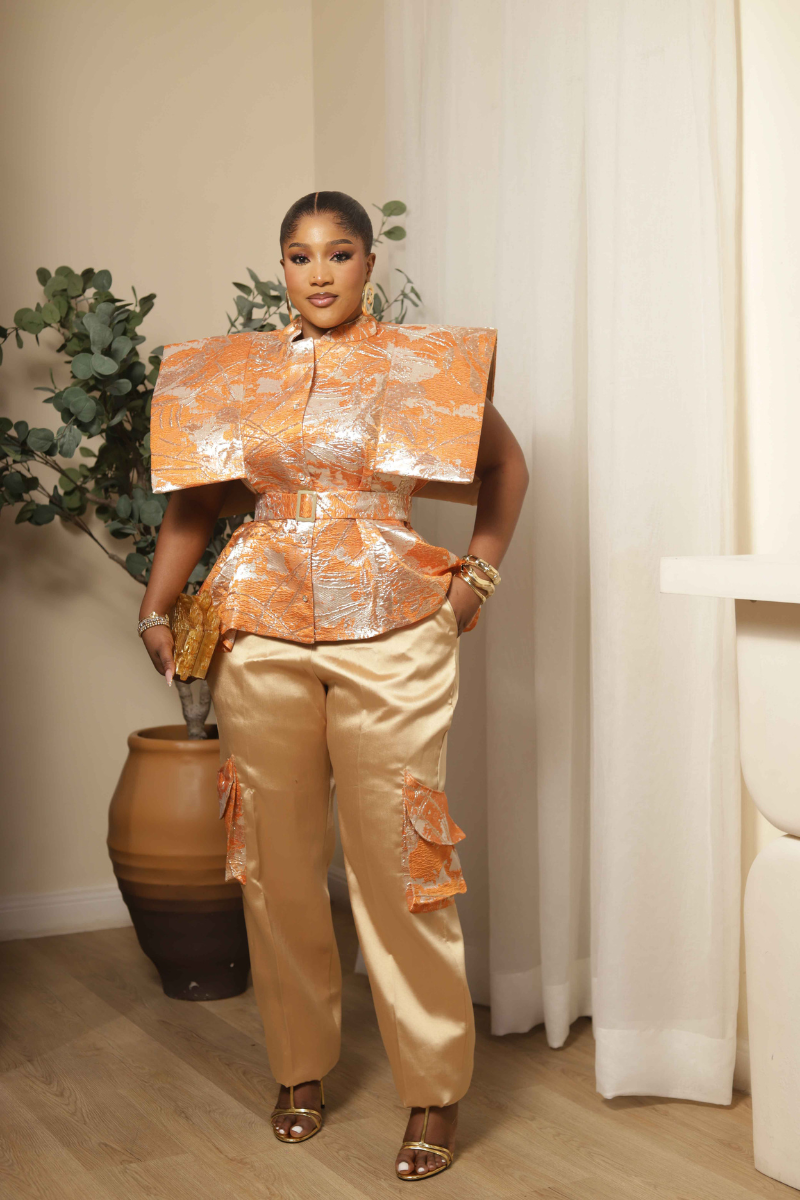 Adesuwa Bronze Brocade Pant Set