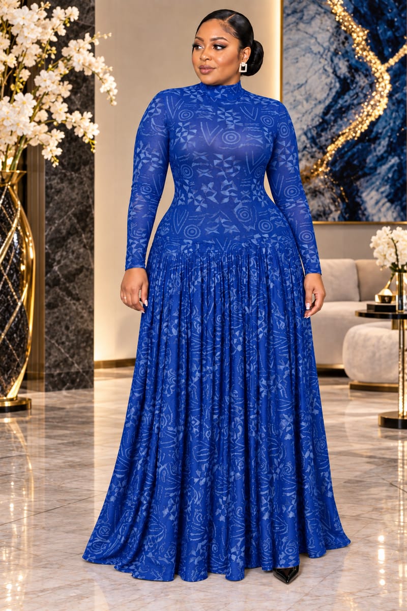 Zuri Mesh Pleated Maxi Dress